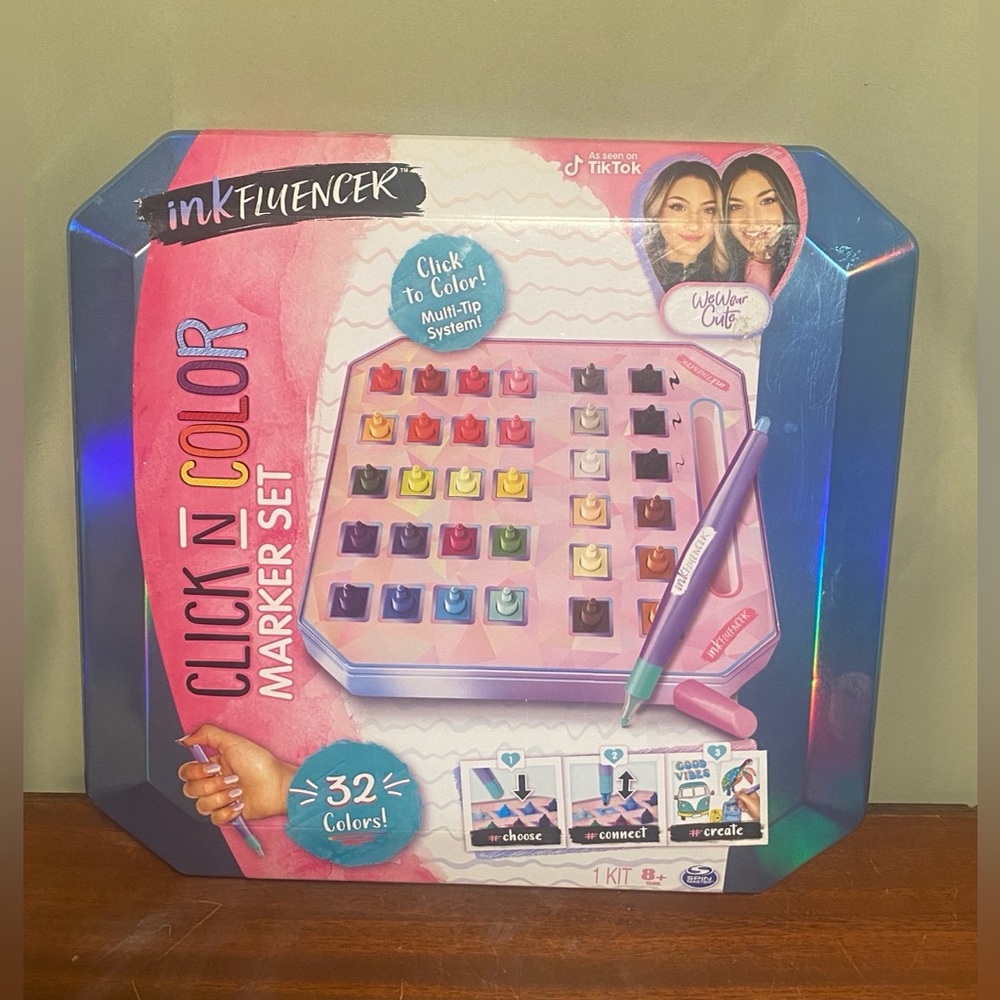 InkFluencer Click N Color Marker Set 32 Colors TikTok We Wear Cute New